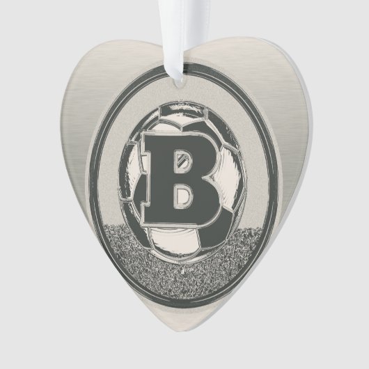 Silver Medal Soccer Monogram Letter B Ornament (voorkant)