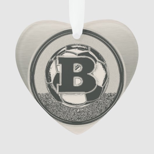 Silver Medal Soccer Monogram Letter B Ornament (voorkant)