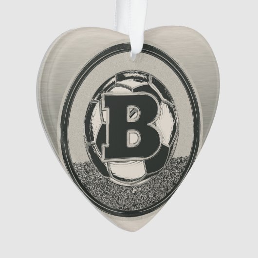 Silver Medal Soccer Monogram Letter B Ornament (voorkant)