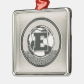 Silver Medal Soccer Monogram Letter E Metalen Ornament (Links)