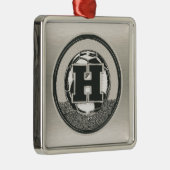 Silver Medal Soccer Monogram Letter H Metalen Ornament (Rechts)