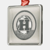 Silver Medal Soccer Monogram Letter H Metalen Ornament (Links)