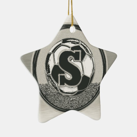 Silver Medal Soccer Monogram Letter S Keramisch Ornament (Rechts)