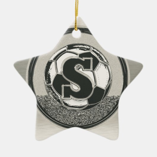 Silver Medal Soccer Monogram Letter S Keramisch Ornament (Voorkant)