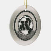 Silver Medal Soccer Monogram Letter W Keramisch Ornament (Rechts)