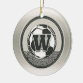 Silver Medal Soccer Monogram Letter W Keramisch Ornament (Links)
