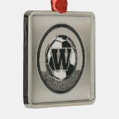 Silver Medal Soccer Monogram Letter W Metalen Ornament (Rechts)