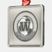 Silver Medal Soccer Monogram Letter W Metalen Ornament (Links)