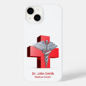 Silver Medical 3D Caduceus Cross Red Case-Mate iPhone Case (Achterkant)