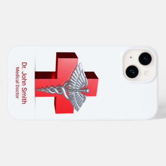 Silver Medical 3D Caduceus Cross Red Case-Mate iPhone Case (Achterkant (horizontaal))
