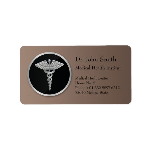 Silver Medical Caduceus - Adres Label (Voorkant)