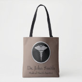 Silver Medical Caduceus - All-Over-Print Canvas ta Tote Bag (Voorkant)