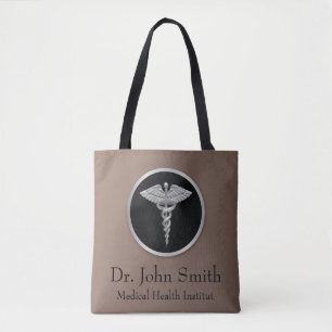 Silver Medical Caduceus - All-Over-Print Canvas ta Tote Bag