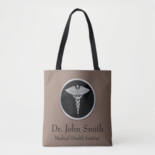 Silver Medical Caduceus - All-Over-Print Canvas ta Tote Bag (Voorkant)