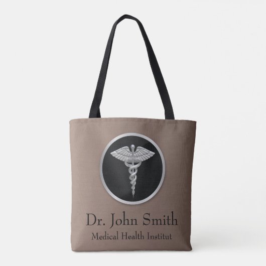 Silver Medical Caduceus - All-Over-Print Canvas ta Tote Bag (Achterkant)