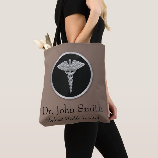 Silver Medical Caduceus - All-Over-Print Canvas ta Tote Bag (Dichtbij)