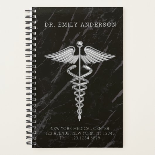 Silver Medical Caduceus Benoemingboek Planner (Voorkant)