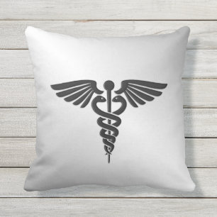 Silver Medical Caduceus Buitenkussen