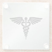 Silver Medical Caduceus Glazen Onderzetter (Achterkant)