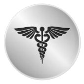 Silver Medical Caduceus Keramische Knop (Voorkant)