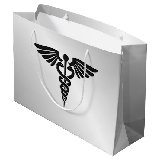 Silver Medical Caduceus Large Cadeautasje (Achterkant Gekanteld)