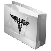 Silver Medical Caduceus Large Cadeautasje (Voorkant Gekanteld)