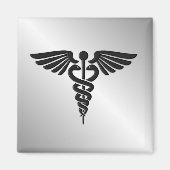 Silver Medical Caduceus Magneet (Voorkant)