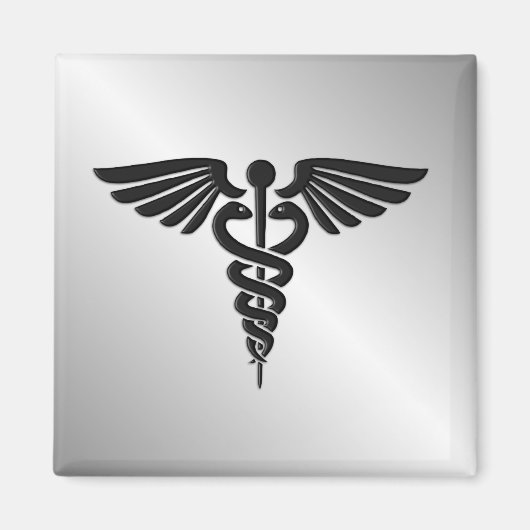 Silver Medical Caduceus Magneet (Voorkant)