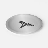 Silver Medical Caduceus Papieren Bordje (Gekanteld)