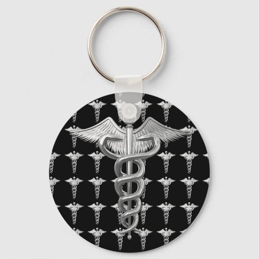 Silver Medical Caduceus Sleutelhanger (Voorkant)
