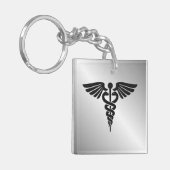 Silver Medical Caduceus Sleutelhanger (Voorkant Links)