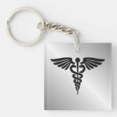 Silver Medical Caduceus Sleutelhanger (Voorkant)