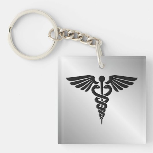 Silver Medical Caduceus Sleutelhanger (Voorkant)