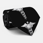 Silver Medical Caduceus Stropdas (Opgerold)