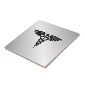 Silver Medical Caduceus Tegeltje (Zijkant)