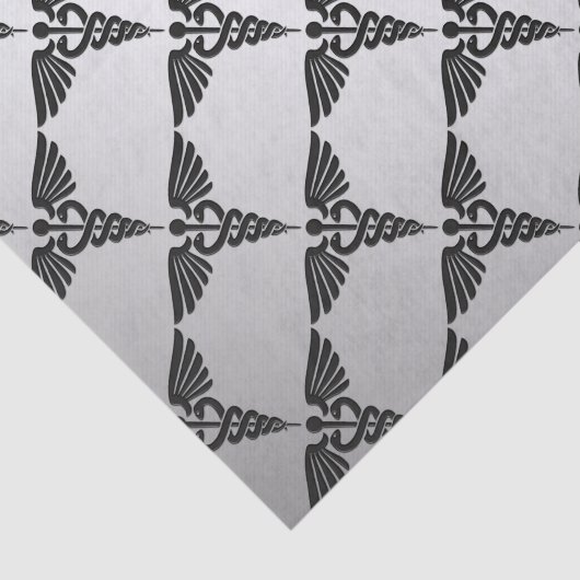 Silver Medical Caduceus Tissuepapier (Detail)