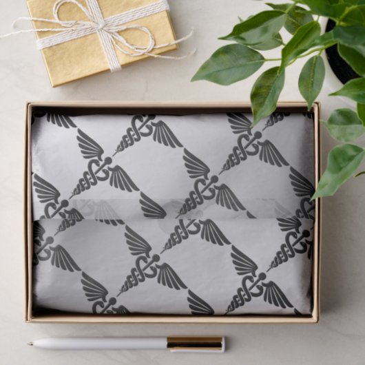 Silver Medical Caduceus Tissuepapier (Geschenk)