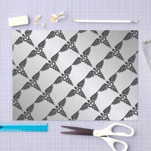 Silver Medical Caduceus Tissuepapier (Craft)