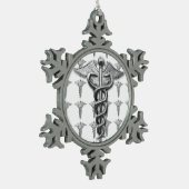 Silver Medical Professional-symbool Tin Sneeuwvlok Ornament (Links)