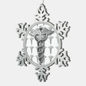 Silver Medical Professional-symbool Tin Sneeuwvlok Ornament (Rechts)