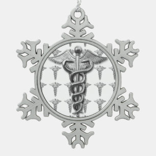 Silver Medical Professional-symbool Tin Sneeuwvlok Ornament