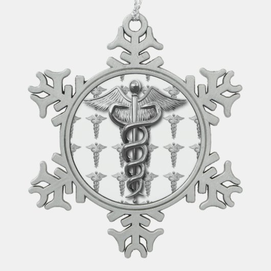 Silver Medical Professional-symbool Tin Sneeuwvlok Ornament (Voorkant)