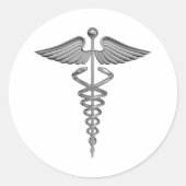 Silver Medical Symbool Ronde Sticker (Voorkant)
