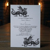 Silver Medieval Dragon Wedding Uitnodigen Kaart
