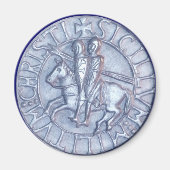 Silver Medieval Seal van de Knachten Templar Magneet (Voorkant)