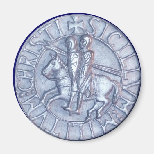 Silver Medieval Seal van de Knachten Templar Magneet (Voorkant)