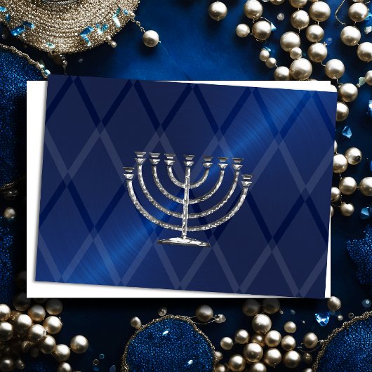 Silver Menorah Hanukkah Kaart