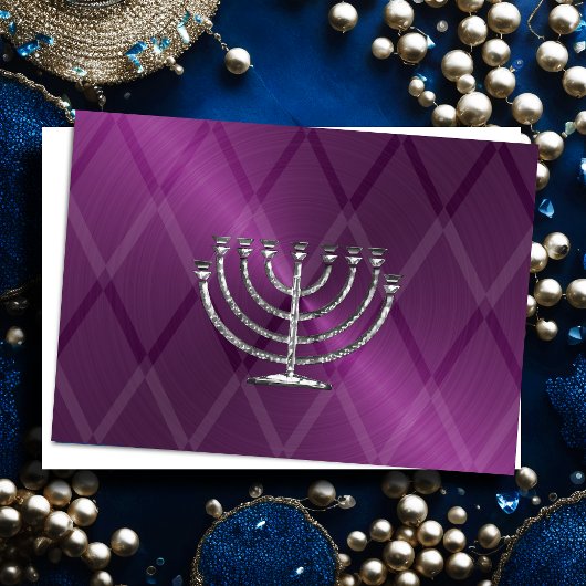 Silver Menorah Hanukkah Kaart