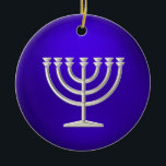 Silver Menorah Hanukkah Ornament<br><div class="desc">Vakantiegerelateerde items ontworpen door Umua. Gedrukt en verzonden door Zazzle of hun gelieerde ondernemingen.</div>