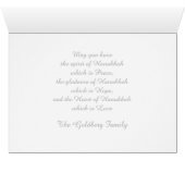 Silver Menorah Rainbow Flames Happy Hanukkah (Binenzijde Horizontaal (Onderkant))